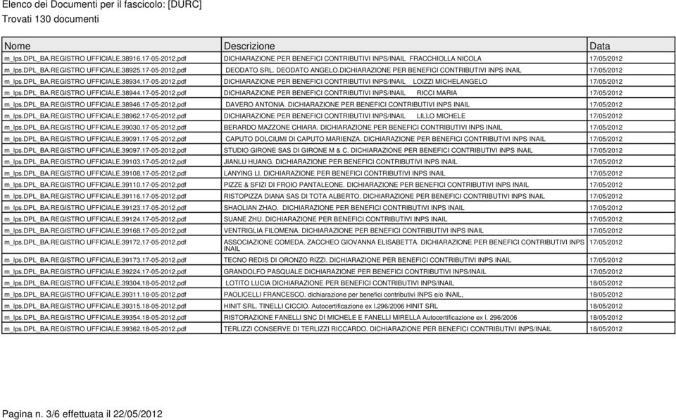 pdf DICHIARAZIONE PER BENEFICI CONTRIBUTIVI INPS/INAIL LOIZZI MICHELANGELO 17/05/2012 m_lps.dpl_ba.registro UFFICIALE.38944.17-05-2012.