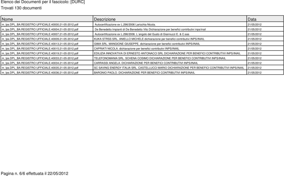 ANIELLO MICHELE dichiarazione per benefici contributivi INPS/INAIL 21/05/2012 m_lps.dpl_ba.registro UFFICIALE.40013.21-05-2012.pdf GIMA SRL. MANGIONE GIUSEPPE.