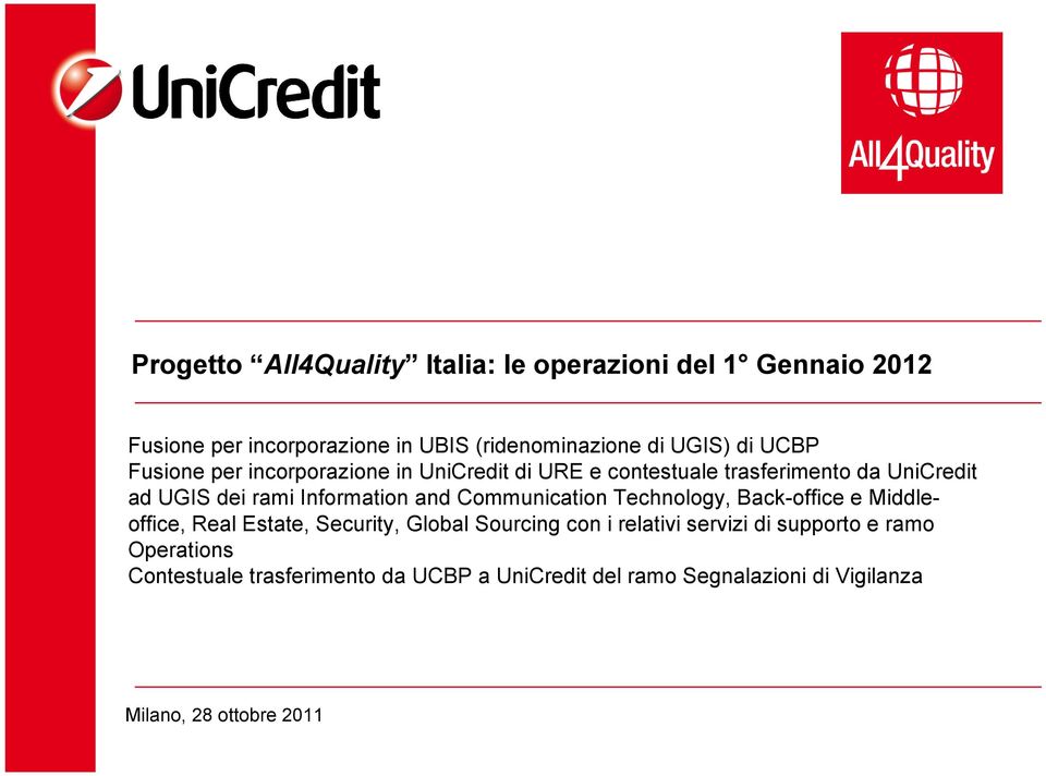 Communication Technology, Back-office e Middleoffice, Real Estate, Security, Global Sourcing con i relativi servizi di