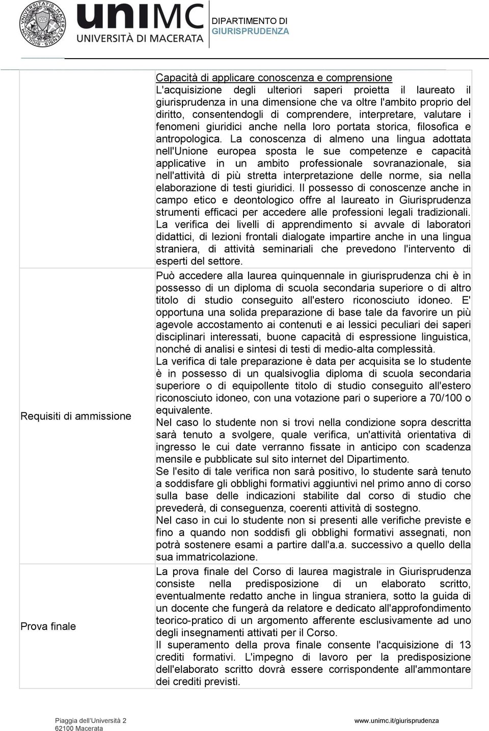 La conoscenza di almeno una lingua adottata nell'unione europea sposta le sue competenze e capacità applicative in un ambito professionale sovranazionale, sia nell'attività di più stretta