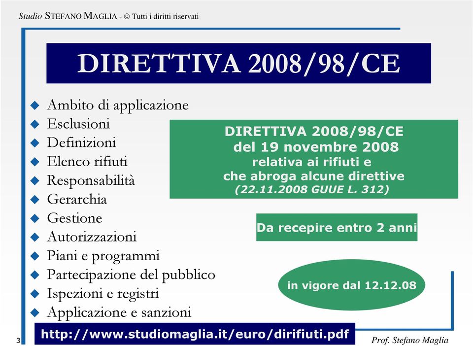 sanzioni DIRETTIVA 2008/98/CE del 19 novembre 2008 relativa ai rifiuti e che abroga alcune direttive (22.11.