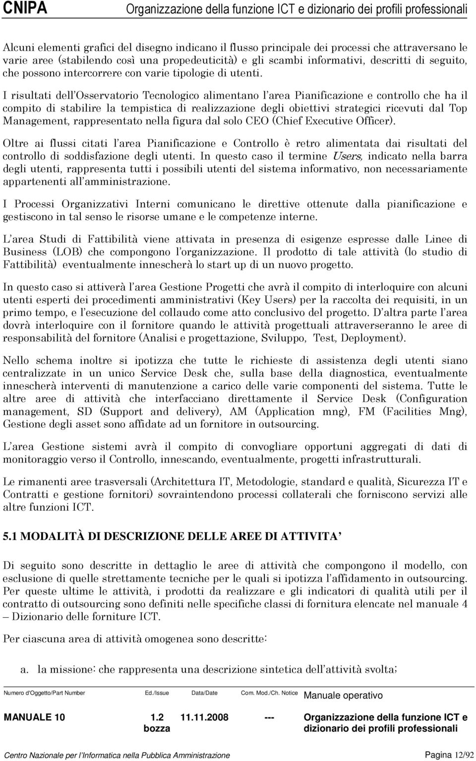 I risultati dell Osservatri Tecnlgic alimentan l area Pianificazine e cntrll che ha il cmpit di stabilire la tempistica di realizzazine degli biettivi strategici ricevuti dal Tp Management,