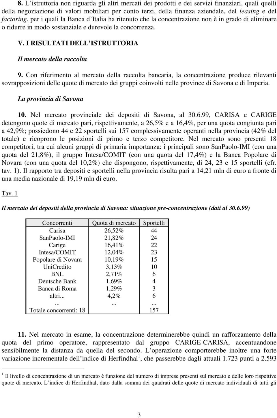 I RISULTATI DELL ISTRUTTORIA Il mercato della raccolta 9.