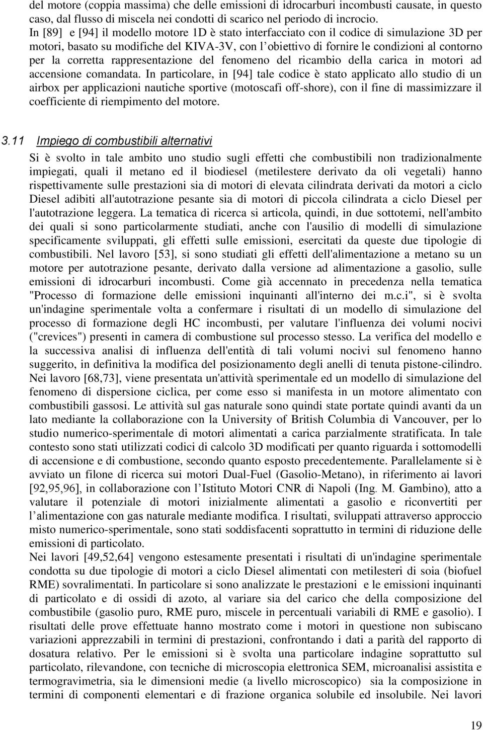 corretta rappresentazione del fenomeno del ricambio della carica in motori ad accensione comandata.