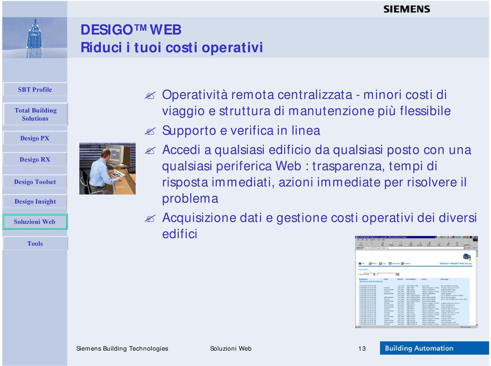 edificio da qualsiasi posto con una qualsiasi periferica Web : trasparenza, tempi di risposta