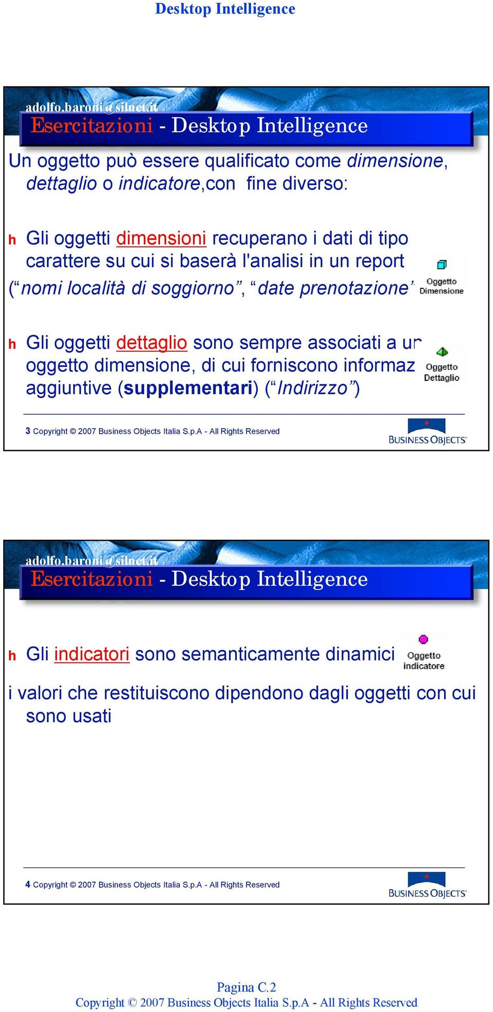 dettaglio sono sempre associati a un oggetto dimensione, di cui forniscono informazioni aggiuntive (supplementari) ( Indirizzo )