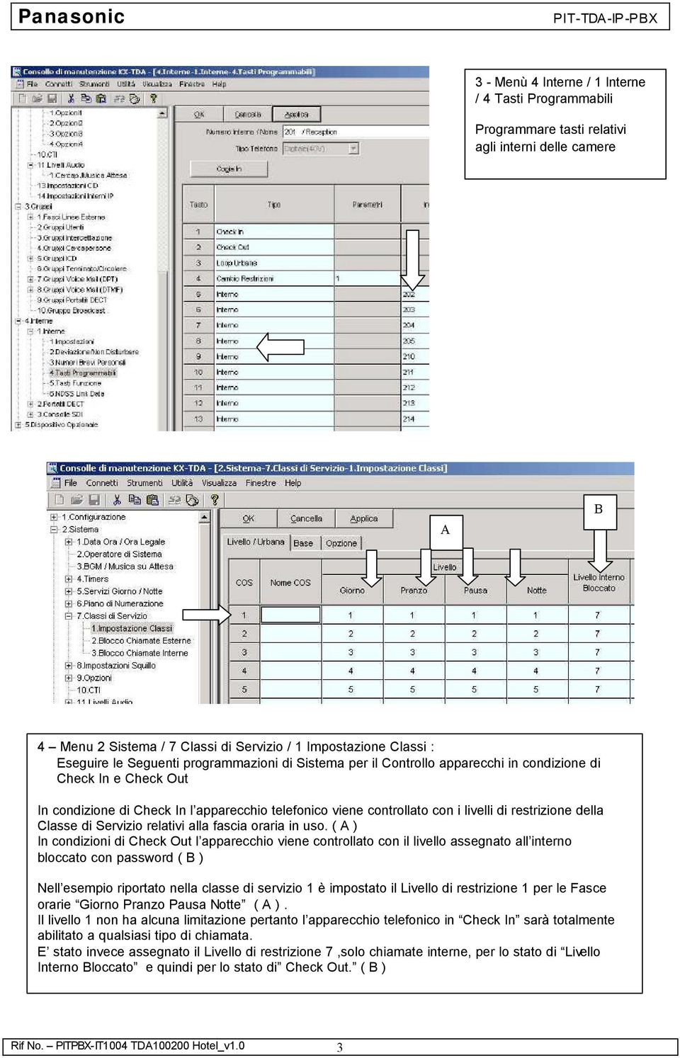 Classe di Servizio relativi alla fascia oraria in uso.