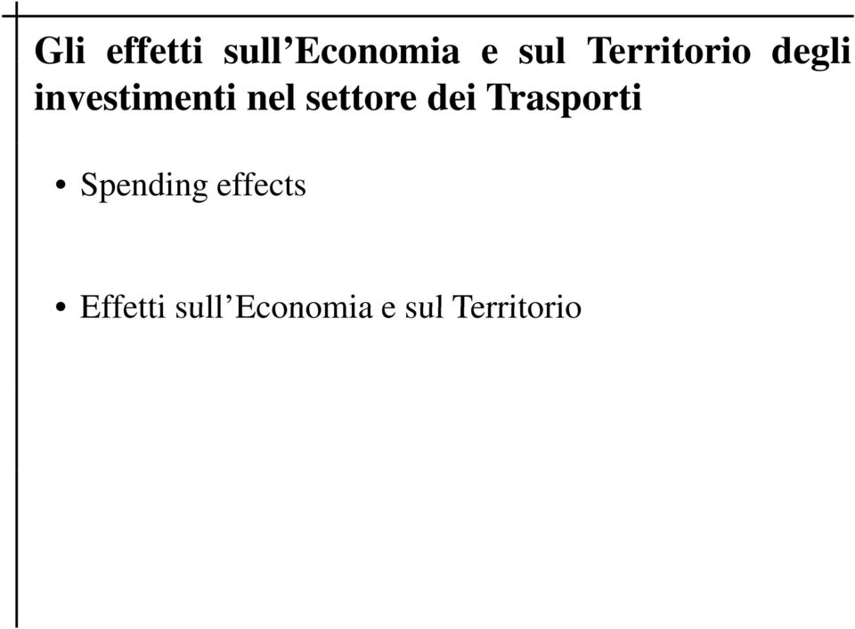 settore dei Trasporti Spending