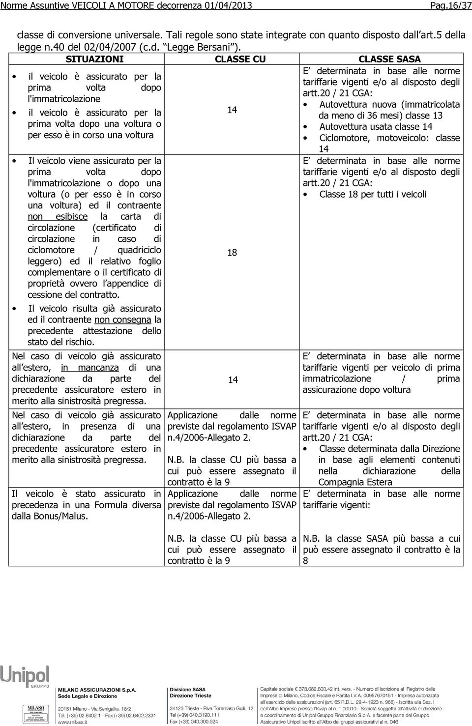 veicolo viene assicurato per la prima volta dopo l'immatricolazione o dopo una voltura (o per esso è in corso una voltura) ed il contraente non esibisce la carta di circolazione (certificato di