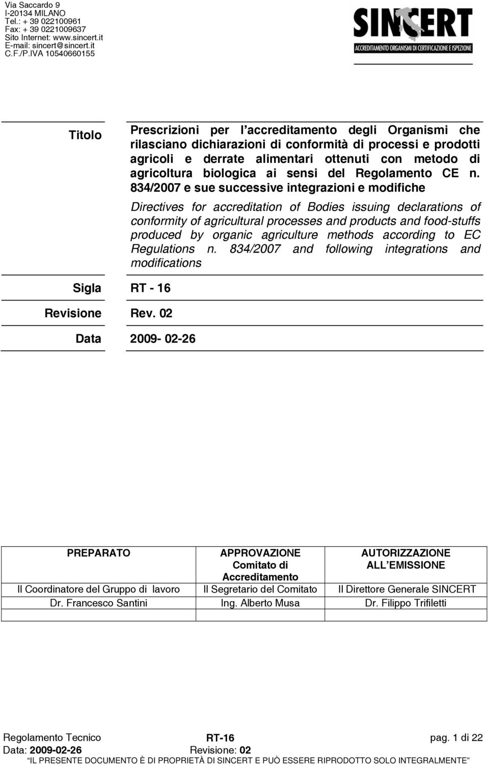 agricoltura biologica ai sensi del Regolamento CE n.