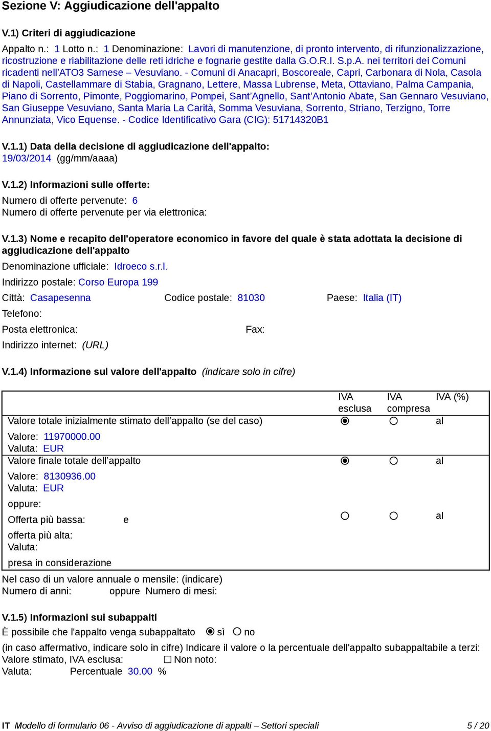 nei territori dei Comuni ricadenti nell ATO3 Sarnese Vesuviano.