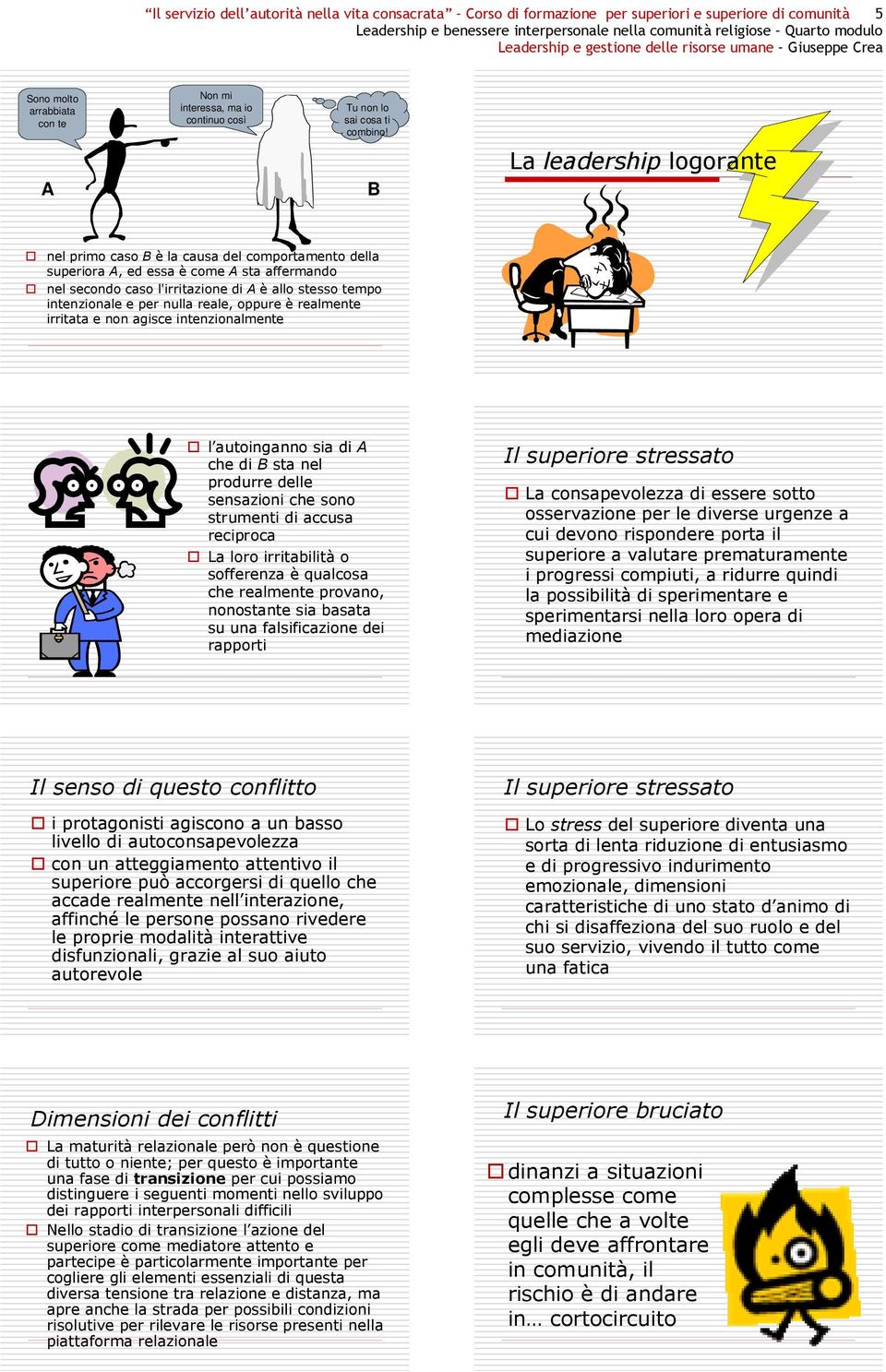 B La leadership logorante nel primo caso B è la causa del comportamento della superiora A, ed essa è come A sta affermando nel secondo caso l'irritazione di A è allo stesso tempo intenzionale e per