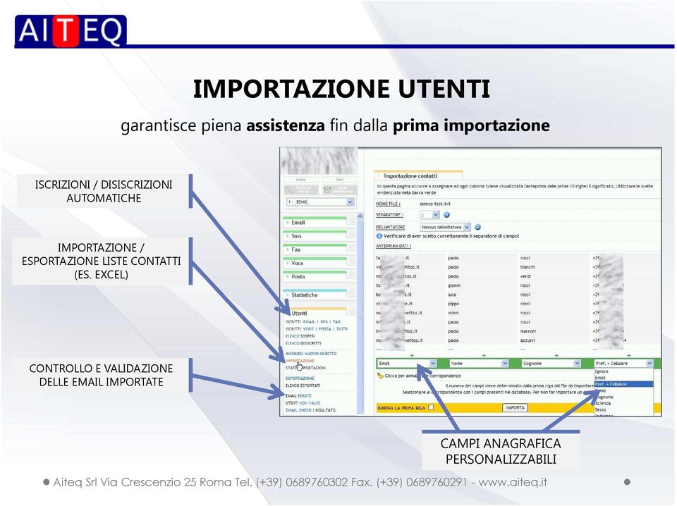 IMPORTAZIONE / ESPORTAZIONE LISTE CONTATTI (ES.