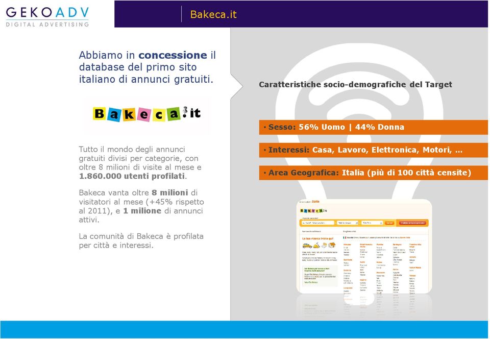 oltre 8 milioni di visite al mese e 1.860.000 utenti profilati.