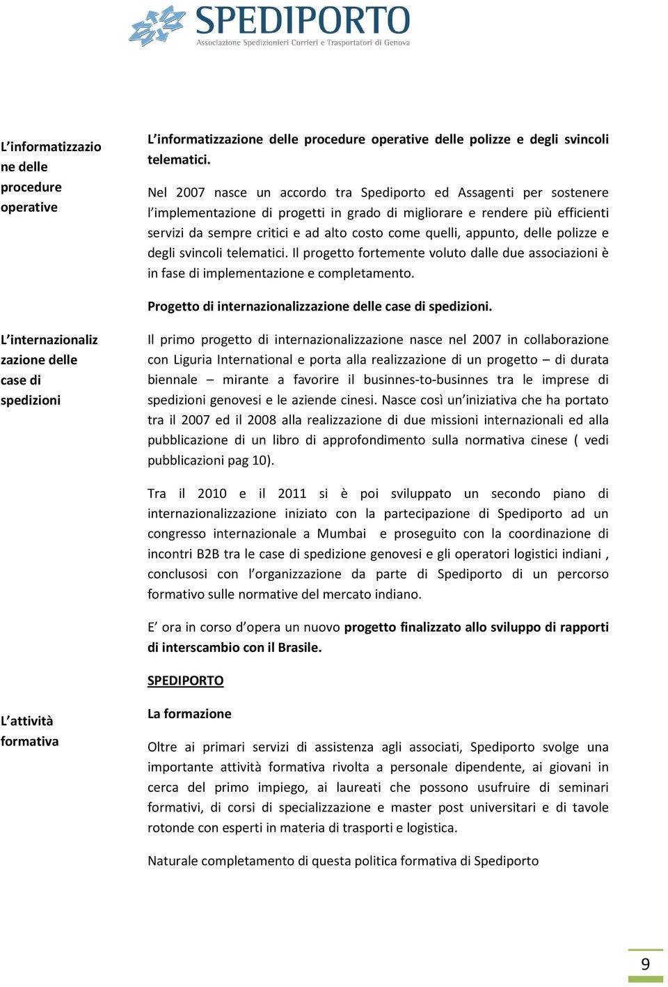 quelli, appunto, delle polizze e degli svincoli telematici. Il progetto fortemente voluto dalle due associazioni è in fase di implementazione e completamento.