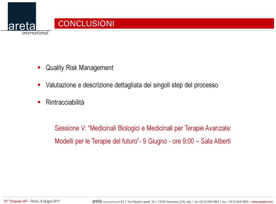 Sessione V: Medicinali Biologici e Medicinali per Terapie