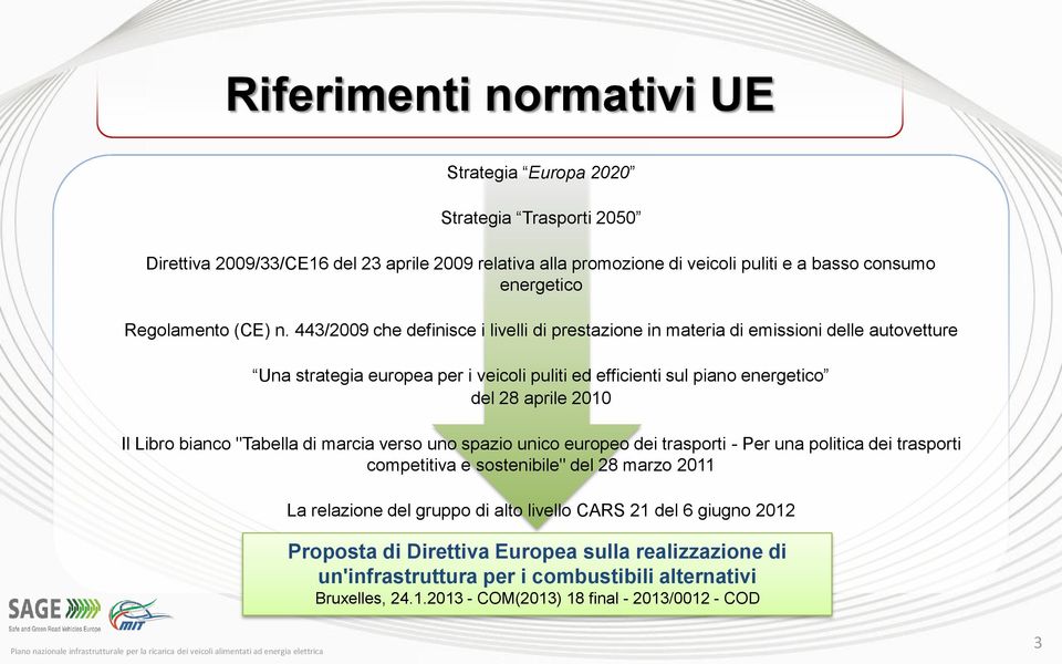 443/2009 che definisce i livelli di prestazione in materia di emissioni delle autovetture Una strategia europea per i veicoli puliti ed efficienti sul piano energetico del 28 aprile 2010 Il