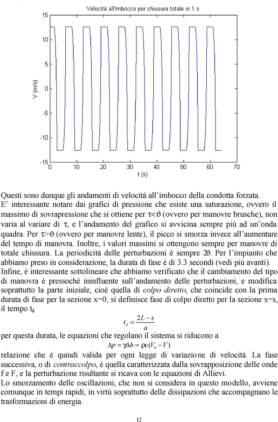 andamento del grafico si avvicina sempre più ad un onda quadra. er τ>ϑ (ovvero per manovre lente), il picco si smorza invece all aumentare del tempo di manovra.