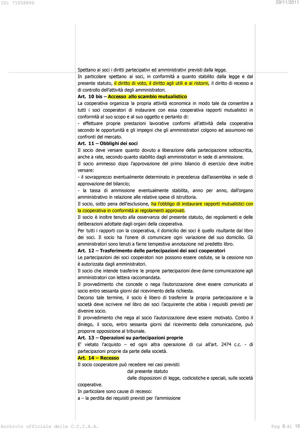 dell attività degli amministratori. Art.