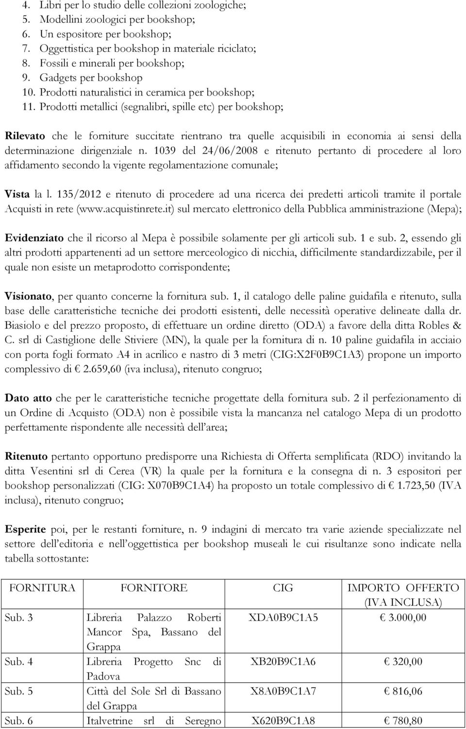 Prodotti metallici (segnalibri, spille etc) per bookshop; Rilevato che le forniture succitate rientrano tra quelle acquisibili in economia ai sensi della determinazione dirigenziale n.