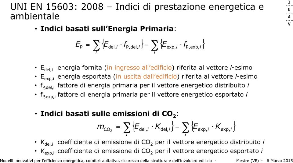 l vettore energetco esportato Indc basat sulle emsson d CO 2 : m CO 2 = { E } { } del, Kdel, Eexp, Kexp, K del, coeffcente d emssone d CO 2 per l vettore energetco dstrbuto K exp,