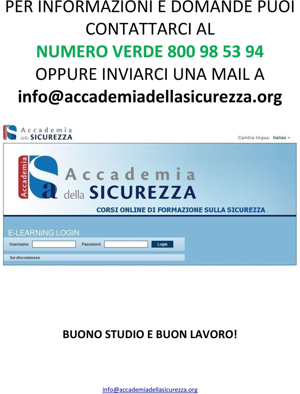 98 53 94 OPPURE INVIARCI UNA