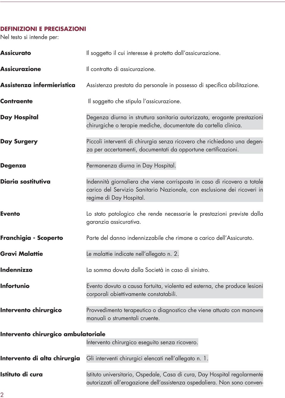 Degenza diurna in struttura sanitaria autorizzata, erogante prestazioni chirurgiche o terapie mediche, documentate da cartella clinica.