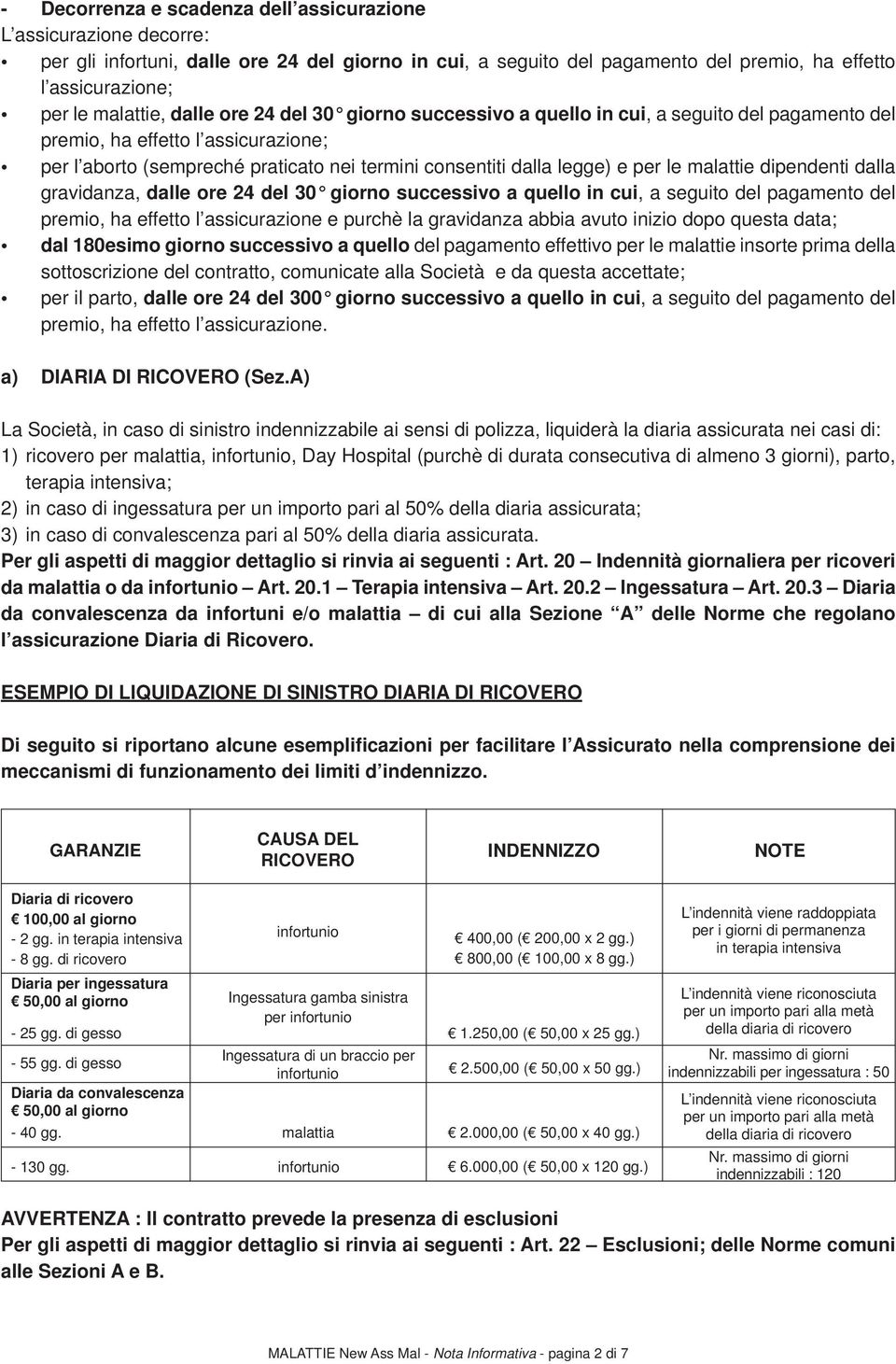 malattie dipendenti dalla gravidanza, dalle ore 24 del 30 giorno successivo a quello in cui, a seguito del pagamento del premio, ha effetto l assicurazione e purchè la gravidanza abbia avuto inizio