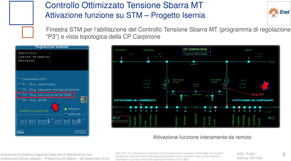 Controllo Tensione Sbarra MT (programma di regolazione P3 ) e