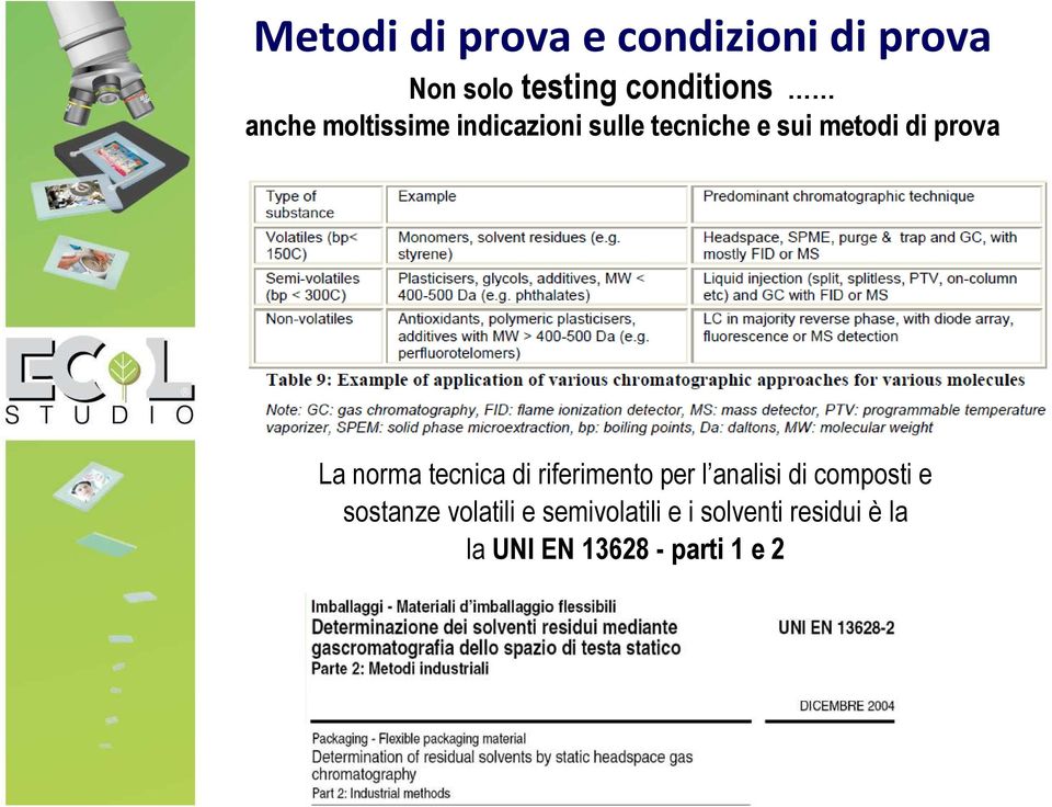 norma tecnica di riferimento per l analisi di composti e sostanze