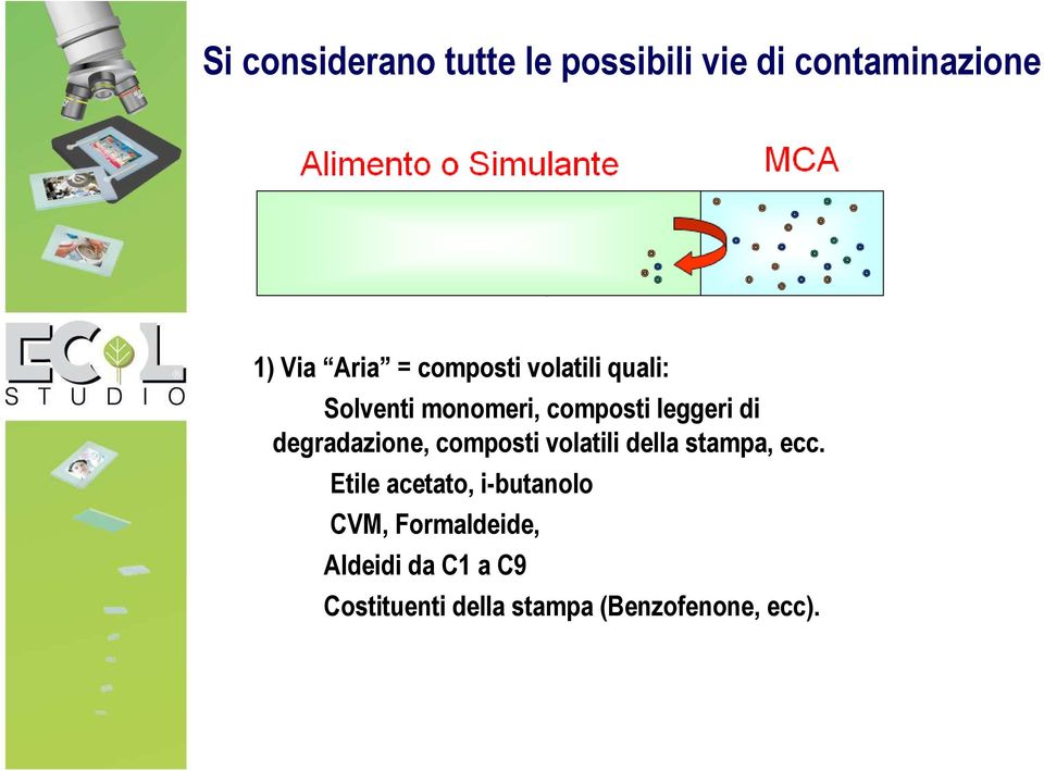 degradazione, composti volatili della stampa, ecc.