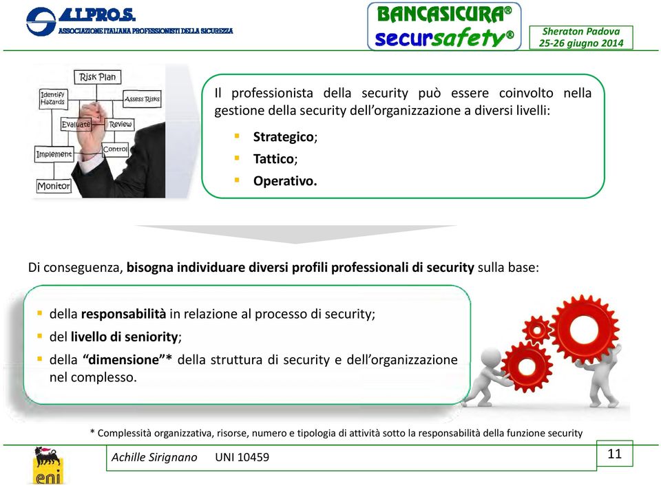 Di conseguenza, bisogna individuare diversi profili professionali di security sulla base: della responsabilità in relazione al processo di