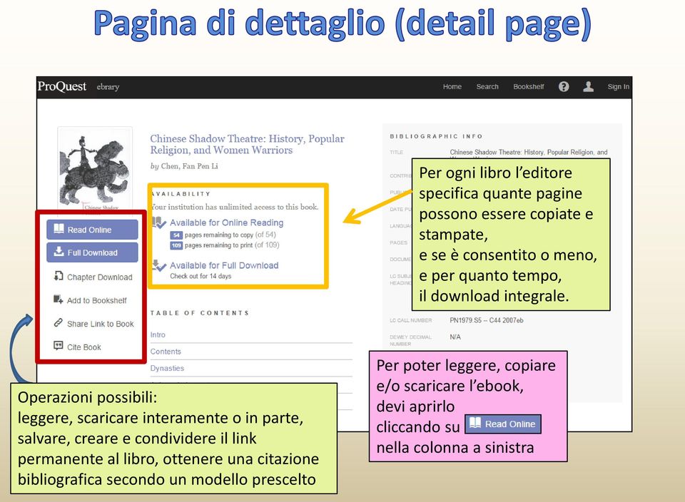 Operazioni possibili: leggere, scaricare interamente o in parte, salvare, creare e condividere il link