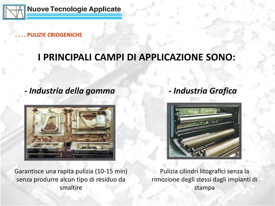 (10-15 min) senza produrre alcun tipo di residuo da smaltire Pulizia