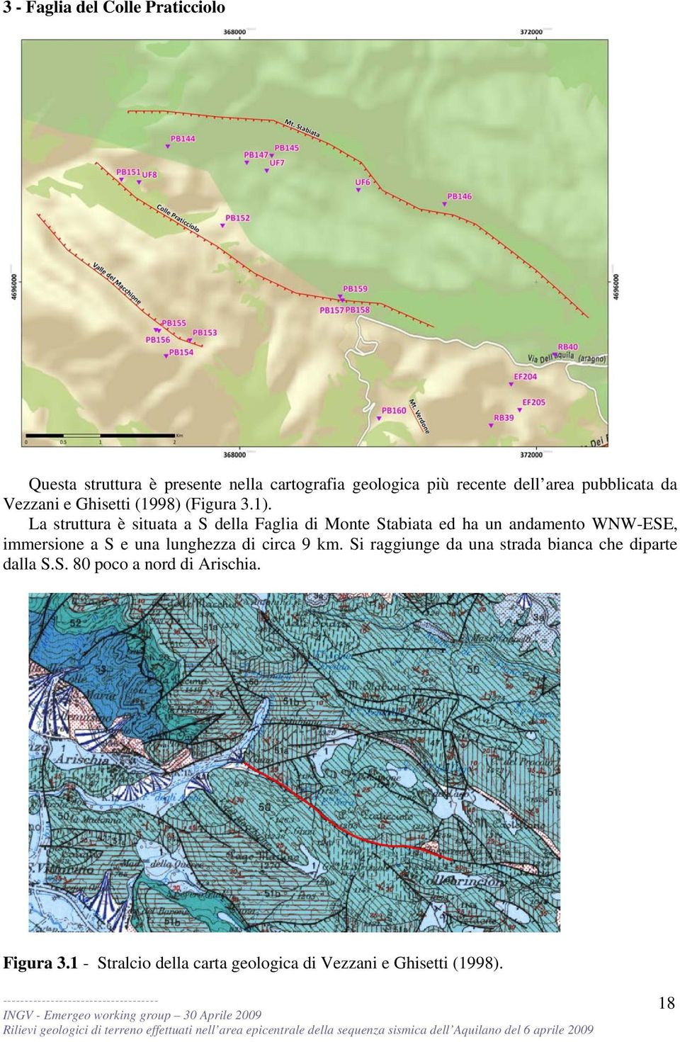 La struttura è situata a S della Faglia di Monte Stabiata ed ha un andamento WNW-ESE, immersione a S e una