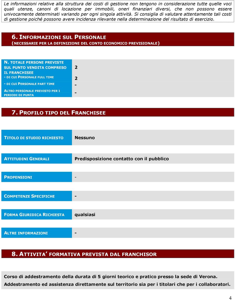 Si consiglia di valutare attentamente tali costi di gestione poiché possono avere incidenza rilevante nella determinazione del risultato di esercizio. 6.