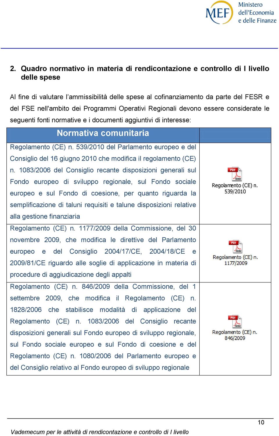 539/2010 del Parlamento europeo e del Consiglio del 16 giugno 2010 che modifica il regolamento (CE) n.