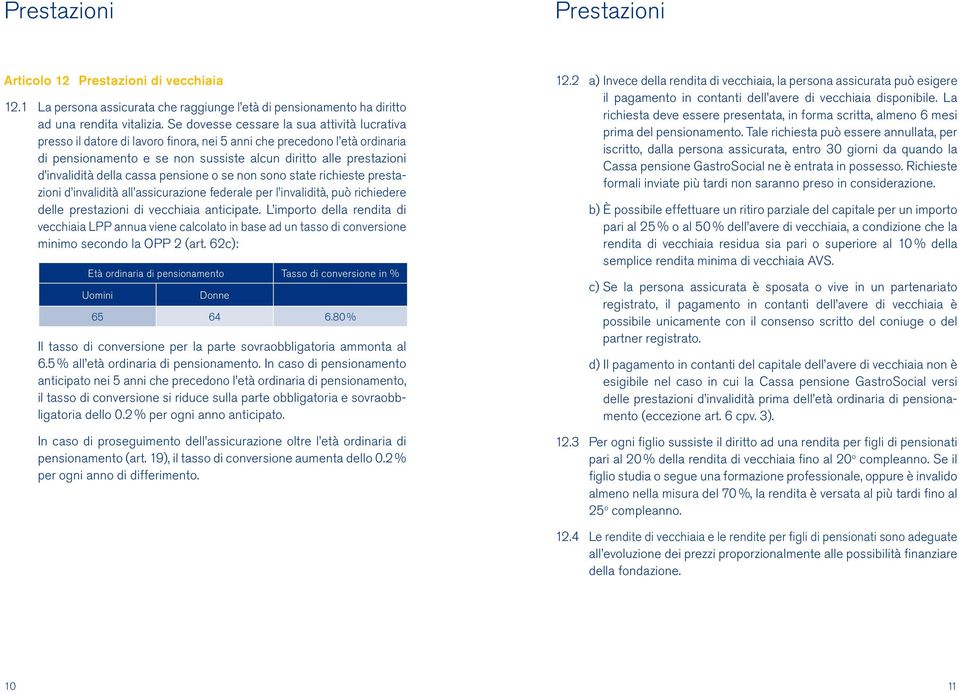 della cassa pensione o se non sono state richieste prestazioni d invalidità all assicurazione federale per l invalidità, può richiedere delle prestazioni di vecchiaia anticipate.