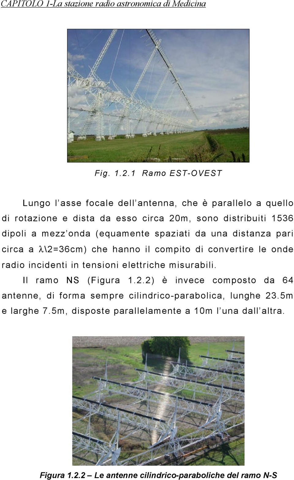 onda (equamente spaziati da una distanza pari circa a λ\2=36cm) che hanno il compito di convertire le onde radio incidenti in tensioni elettriche