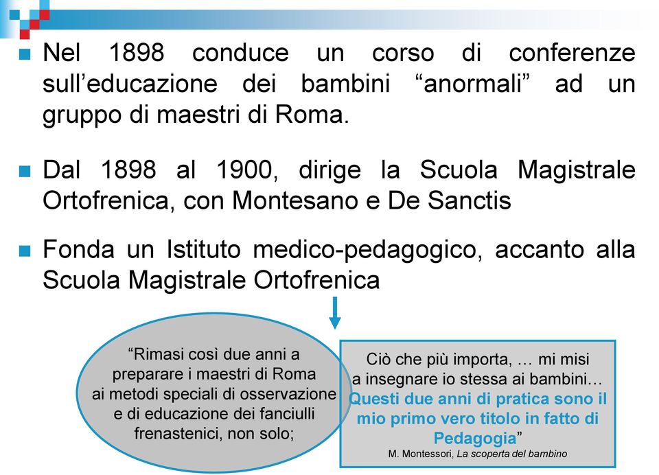 Magistrale Ortofrenica Rimasi così due anni a preparare i maestri di Roma ai metodi speciali di osservazione e di educazione dei fanciulli