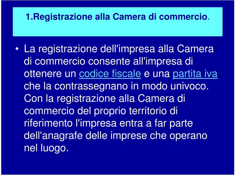 codice fiscale e una partita iva che la contrassegnano in modo univoco.