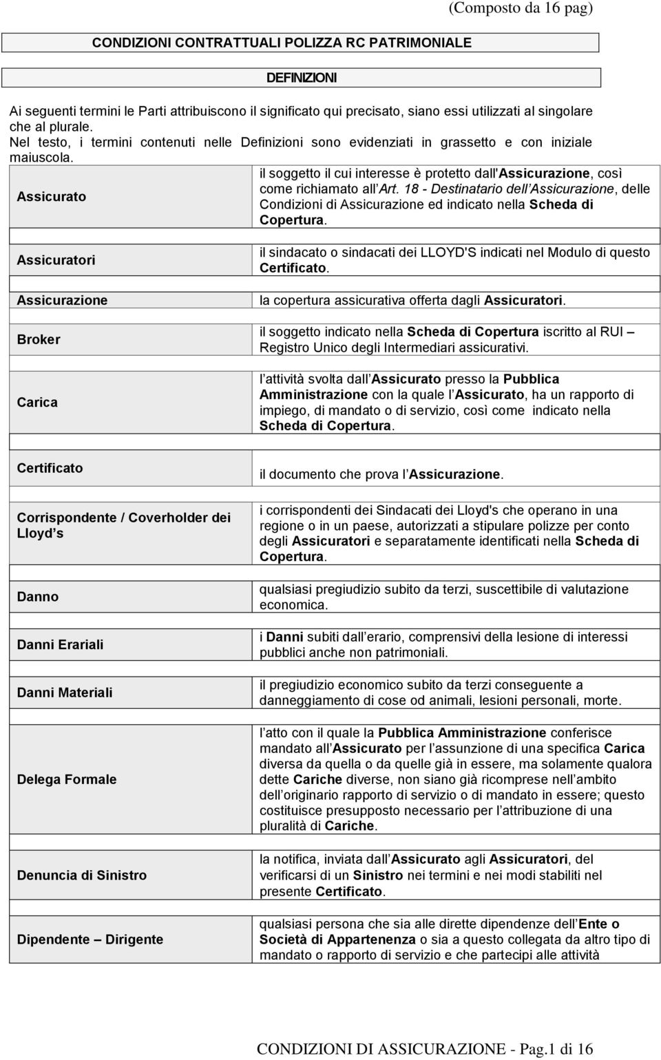 il soggetto il cui interesse è protetto dall'assicurazione, così come richiamato all Art.