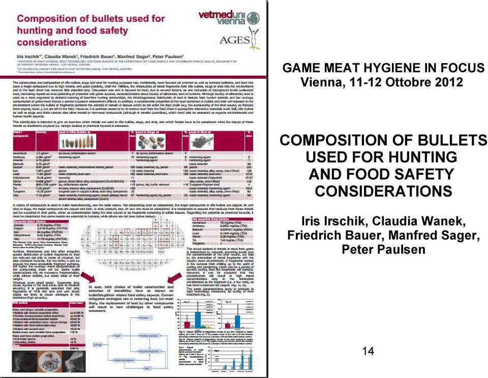 FOOD SAFETY CONSIDERATIONS Iris Irschik, Claudia