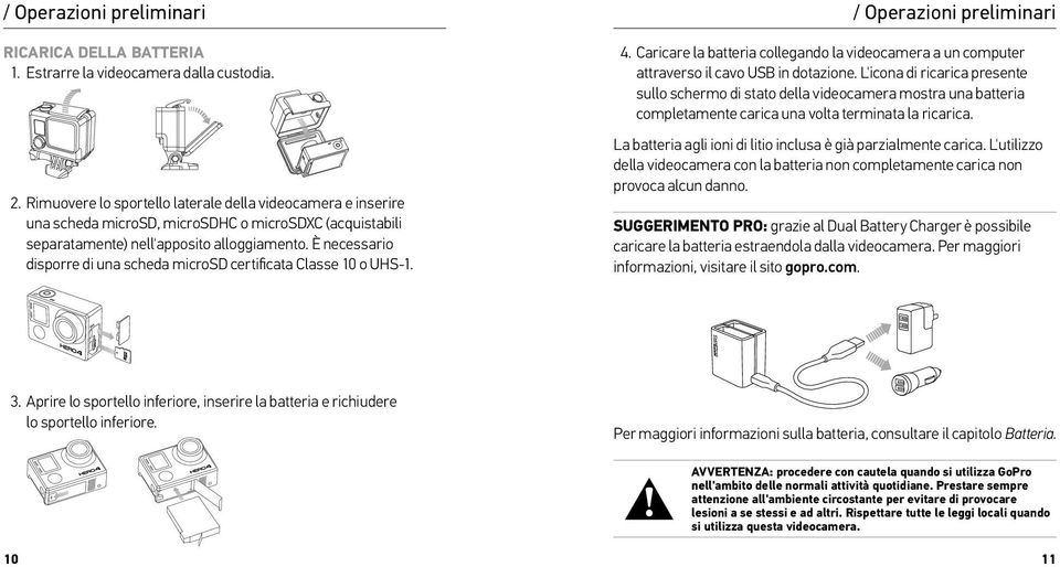 È necessario disporre di una scheda microsd certificata Classe 10 o UHS-1. Slim housing insert camera / Operazioni preliminari 4.