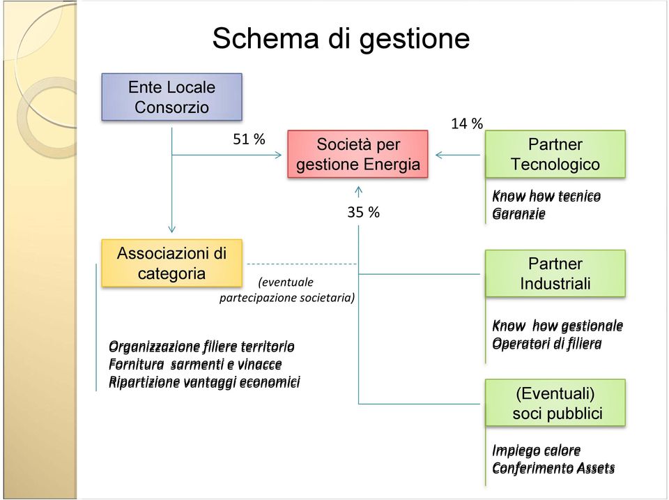 Organizzazione filiere territorio Fornitura sarmenti e vinacce Ripartizione vantaggi economici Partner