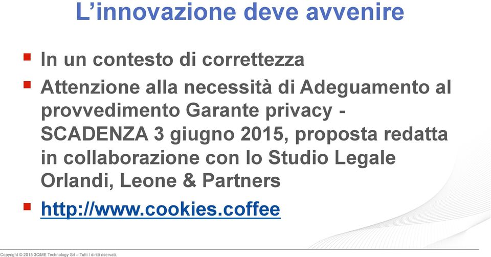 2015, proposta redatta in collaborazione con lo Studio Legale Orlandi, Leone &