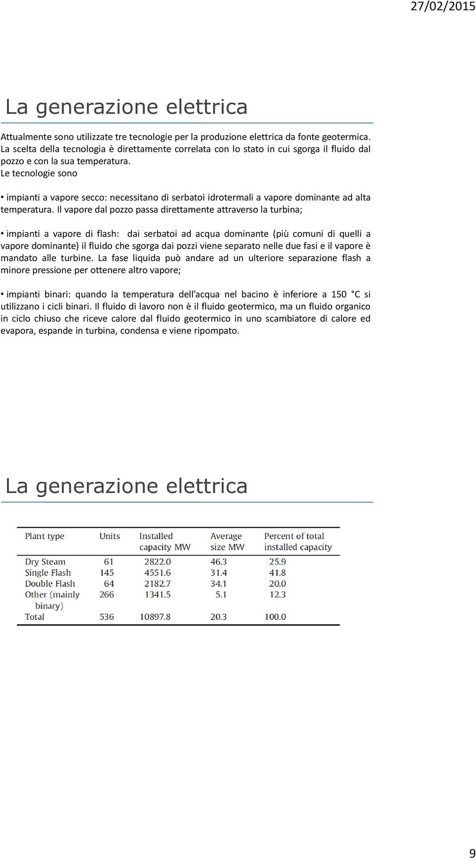 Le tecnologie sono impianti a vapore secco: necessitano di serbatoi idrotermali a vapore dominante ad alta temperatura.