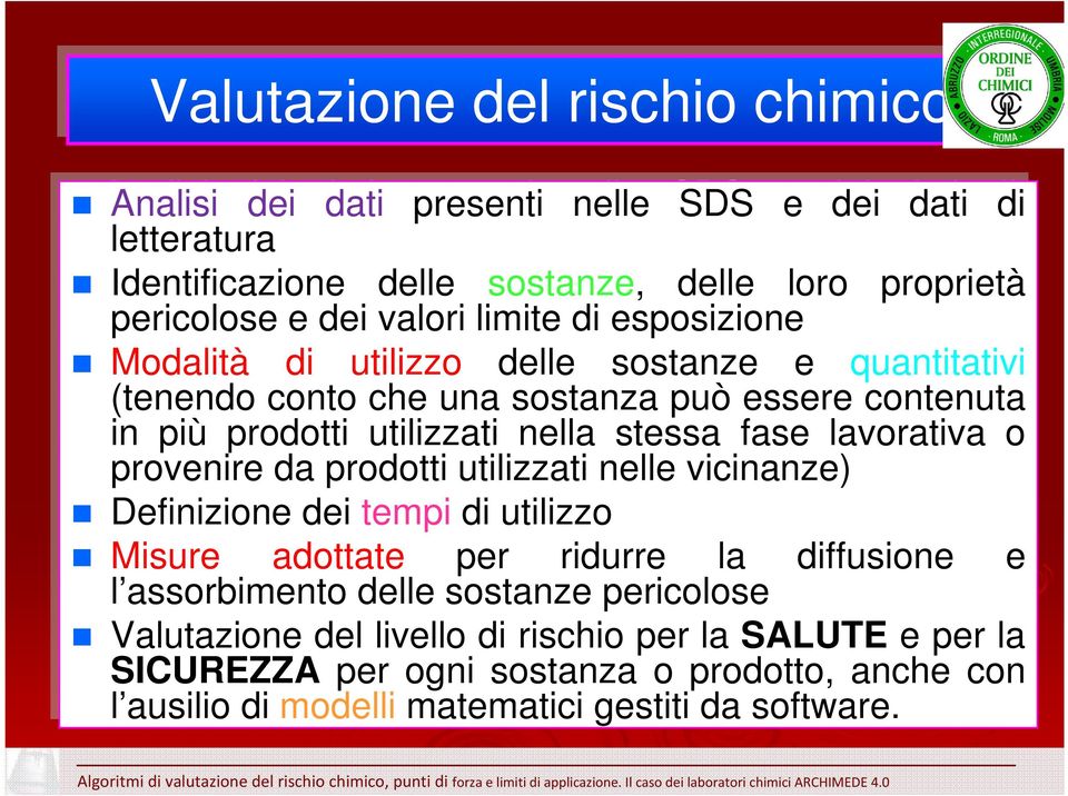 nella stessa fase lavorativa o provenire da da prodotti utilizzati nelle vicinanze) Definizione dei tempidi di utilizzo Misure adottate per ridurre la la diffusione e l assorbimento delle