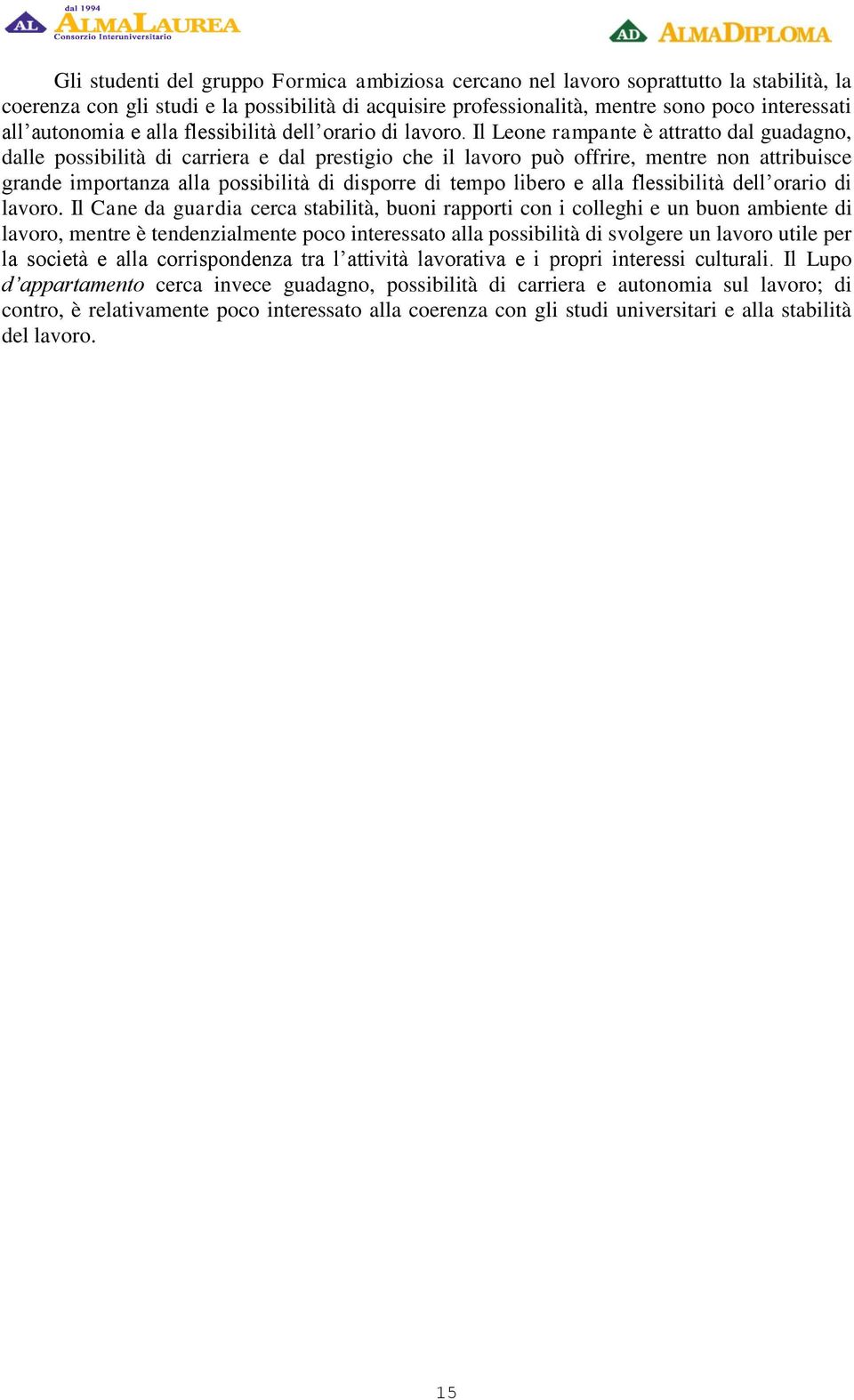 Il Leone rampante è attratto dal guadagno, dalle possibilità di carriera e dal prestigio che il lavoro può offrire, mentre non attribuisce grande importanza alla possibilità di disporre di tempo