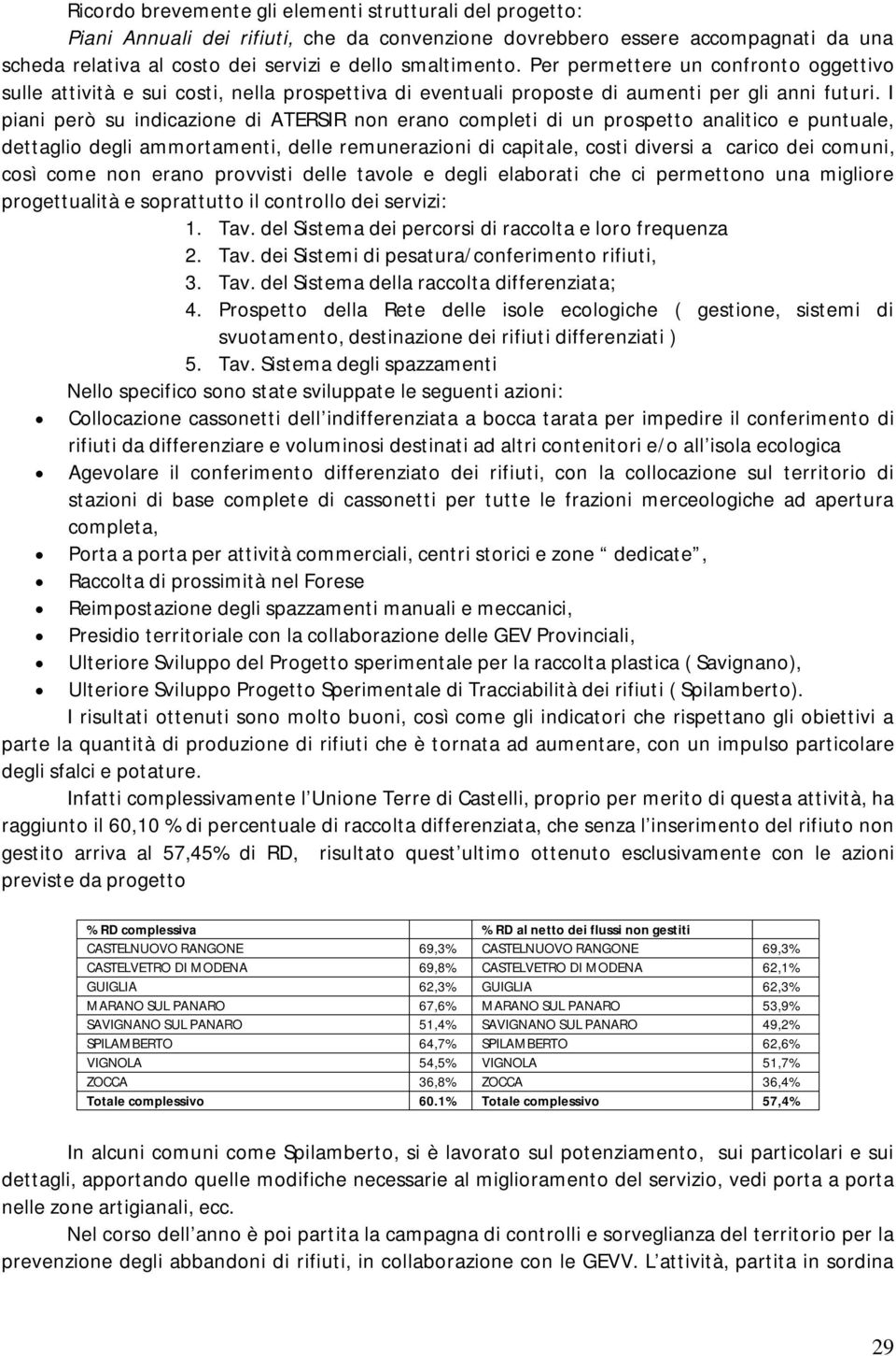 I piani però su indicazione di ATERSIR non erano completi di un prospetto analitico e puntuale, dettaglio degli ammortamenti, delle remunerazioni di capitale, costi diversi a carico dei comuni, così